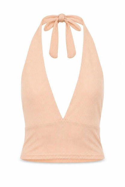 PrettyLittleThing Womens Beige Halter Camisole Crop Top UK 6