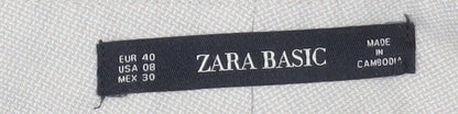 Zara Women Beige Cropped Slim Trousers Size 12