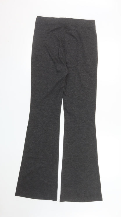 Stradivarius Women's Grey Flared Leggings Size 10 Stretch Cotton