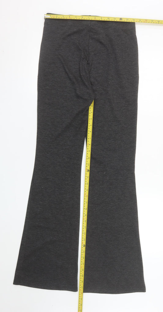 Stradivarius Women's Grey Flared Leggings Size 10 Stretch Cotton
