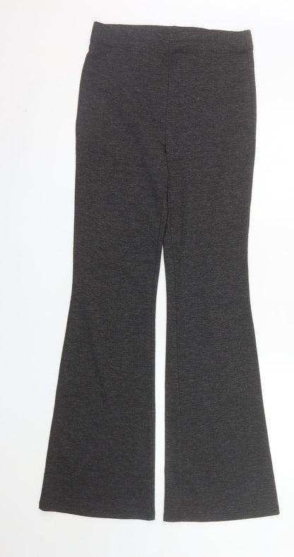Stradivarius Women's Grey Flared Leggings Size 10 Stretch Cotton