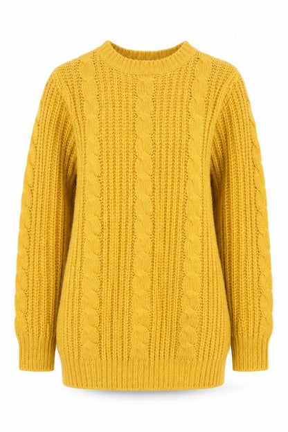 St Bernard Women’s Yellow Cable-Knit Acrylic Jumper Size S
