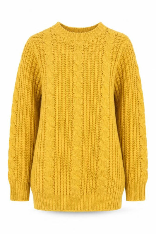 St Bernard Women’s Yellow Cable-Knit Acrylic Jumper Size S