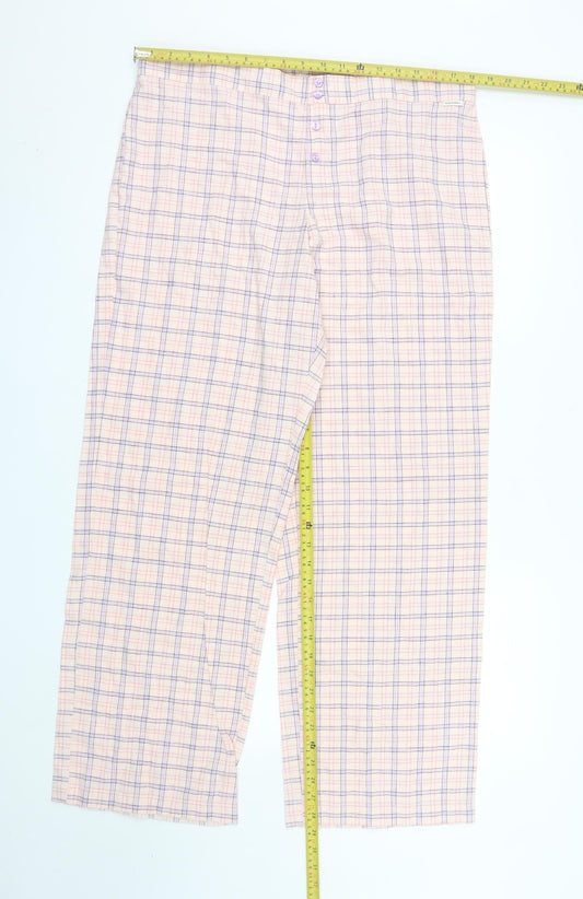 Calvin Klein Women's Pink Check Cotton Pyjama Pants L
