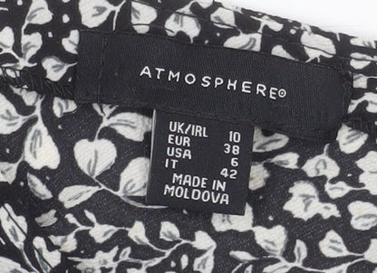 Atmosphere Women Black Floral V-Neck Slip Dress Size 10
