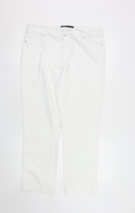 Dunnes Stores Womens White Straight Jeans Size 16 Regular Fit