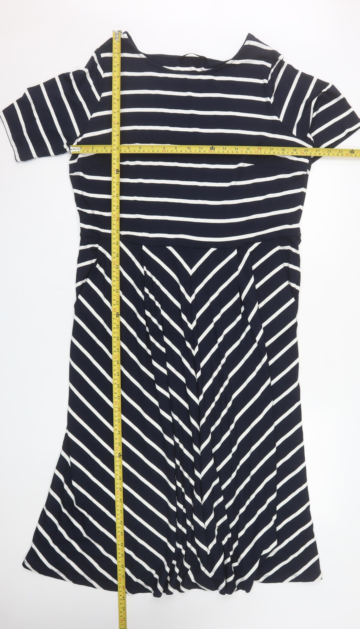 Betty Barclay Women Blue Striped A-Line Dress Size 20