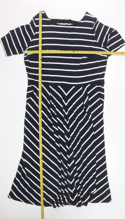Betty Barclay Women Blue Striped A-Line Dress Size 20