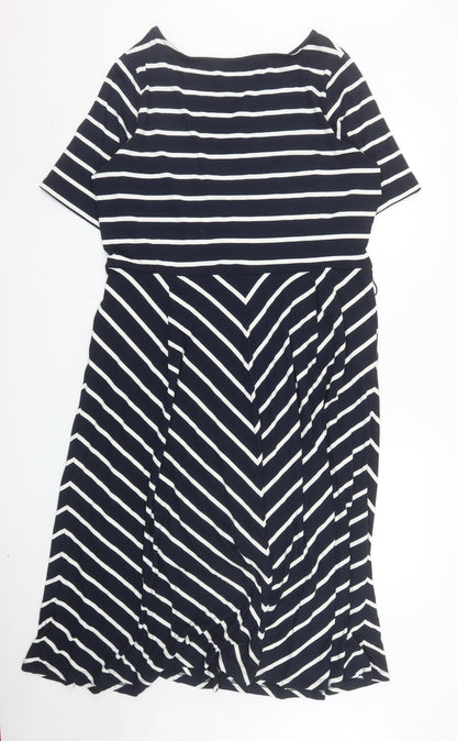 Betty Barclay Women Blue Striped A-Line Dress Size 20