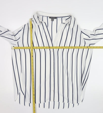 Primark Women’s White Striped Button-Up Blouse Size 20