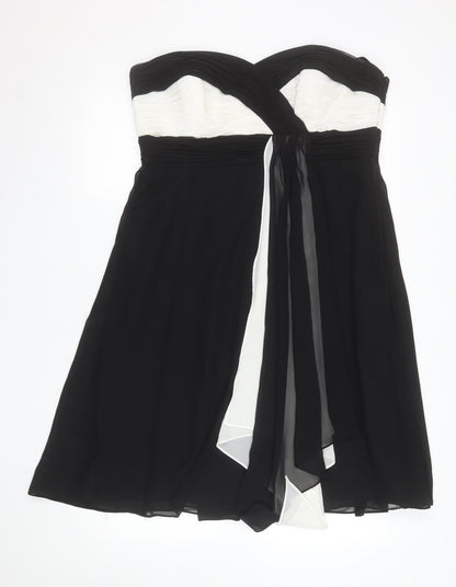 Début Women’s Black Strapless Chiffon Ruched Knee Length Dress Size 16