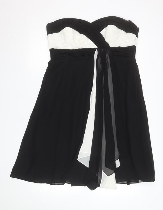 Début Women’s Black Strapless Chiffon Ruched Knee Length Dress Size 16