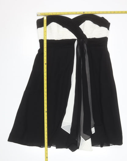 Début Women’s Black Strapless Chiffon Ruched Knee Length Dress Size 16