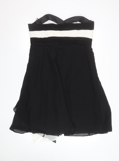 Début Women’s Black Strapless Chiffon Ruched Knee Length Dress Size 16