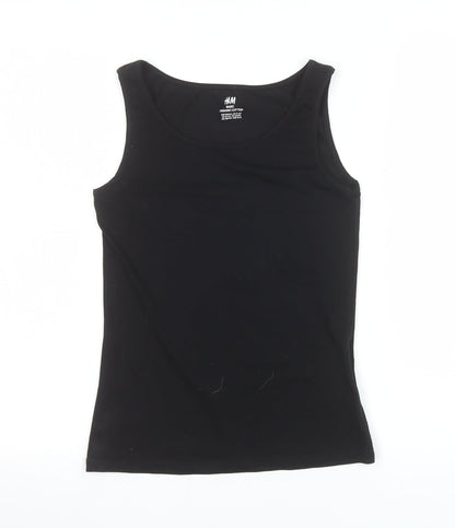 H&M Girls Black Organic Cotton Tank Top Size 14 Years Basic Sleeveless