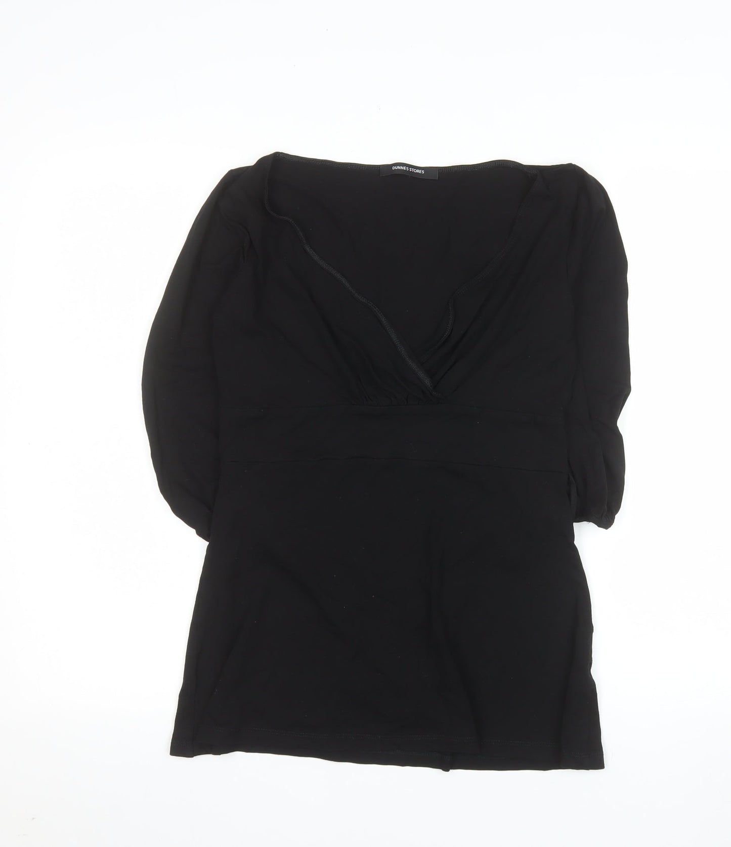 Dunnes Stores Women’s Black Wrap V-Neck 3/4 Sleeve Jersey Blouse Size 12