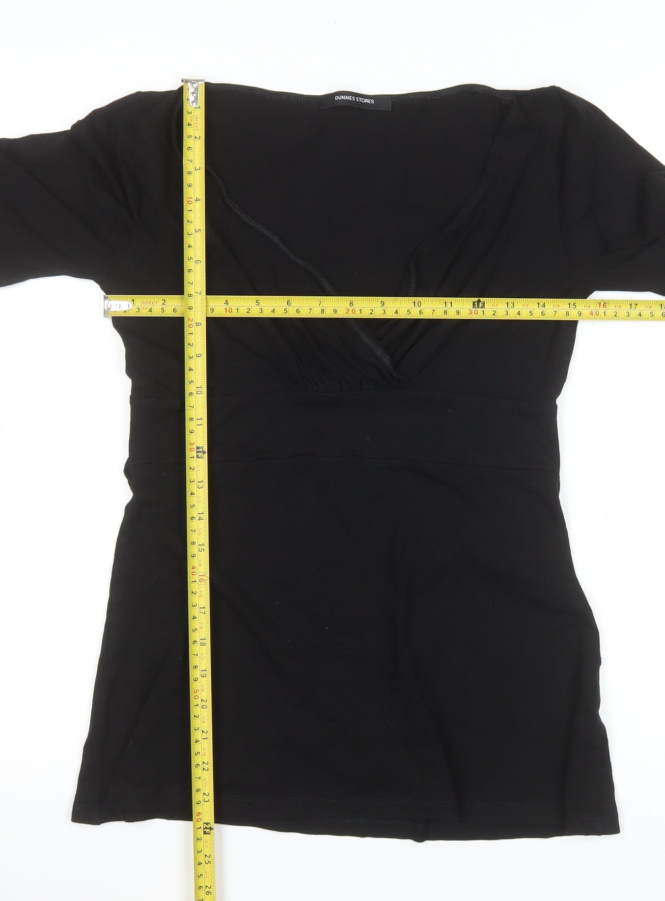 Dunnes Stores Women’s Black Wrap V-Neck 3/4 Sleeve Jersey Blouse Size 12