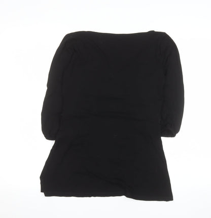 Dunnes Stores Women’s Black Wrap V-Neck 3/4 Sleeve Jersey Blouse Size 12