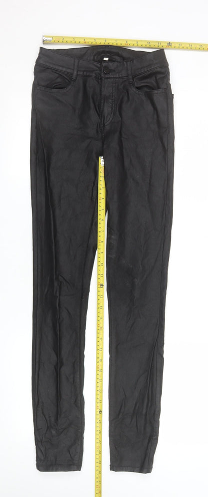 VILA Women's Black Skinny Faux Leather Look Stretch Trousers S