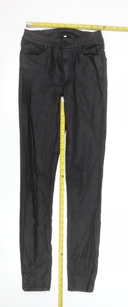 VILA Women's Black Skinny Faux Leather Look Stretch Trousers S
