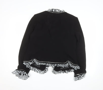 Sable Women Black Size 14 Ruffle Trim Blazer Jacket Elegant Workwear