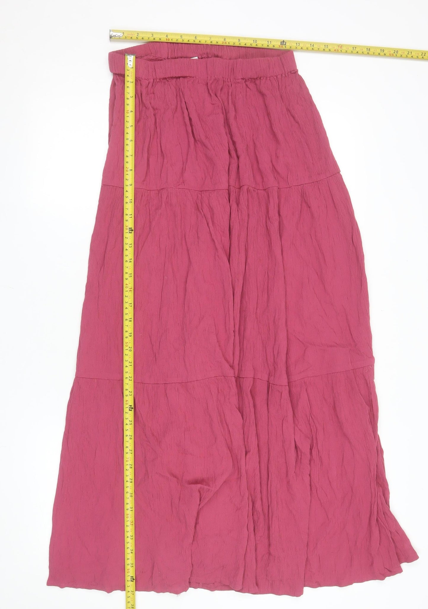 Stradivarius Women Pink Long Peasant Viscose Skirt Size S