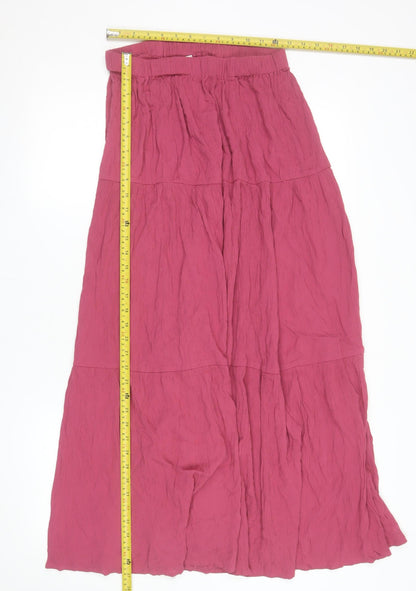 Stradivarius Women Pink Long Peasant Viscose Skirt Size S