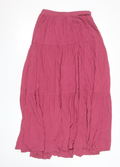Stradivarius Women Pink Long Peasant Viscose Skirt Size S