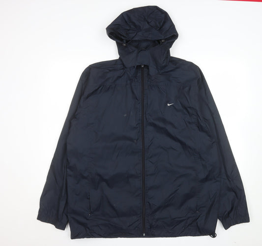 Nike Men's Blue Lightweight Hooded Windbreaker Jacket L