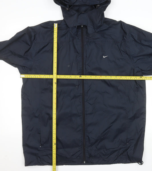 Nike Men's Blue Lightweight Hooded Windbreaker Jacket L