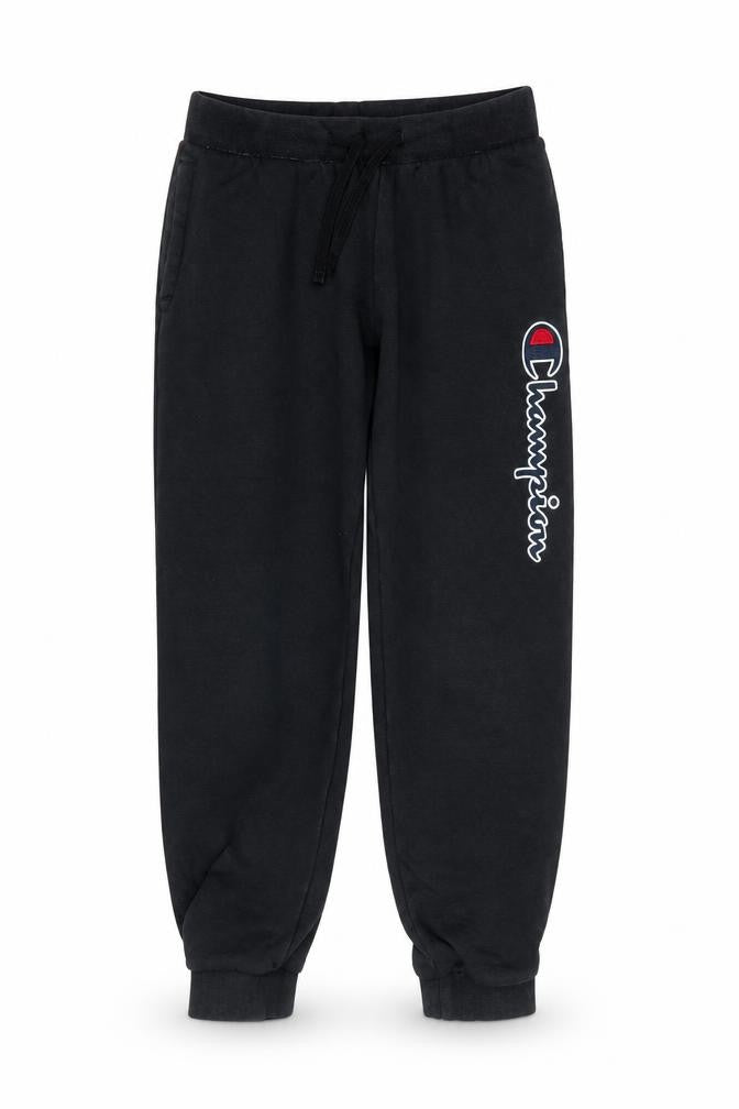 Front view of Champion boys’ black jogger trousers 11-12 years fleece lined activewear