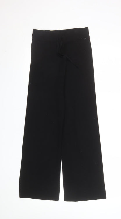 Stradivarius Women's Black Wide-Leg Knit Trousers Size S
