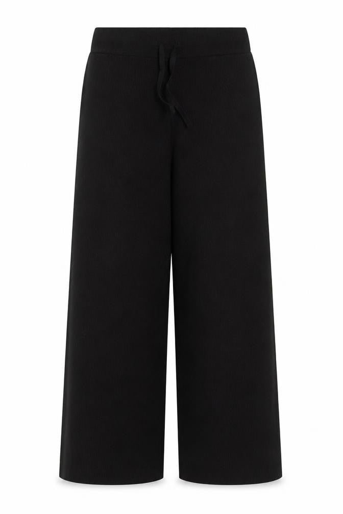 Stradivarius Women's Black Wide-Leg Knit Trousers Size S