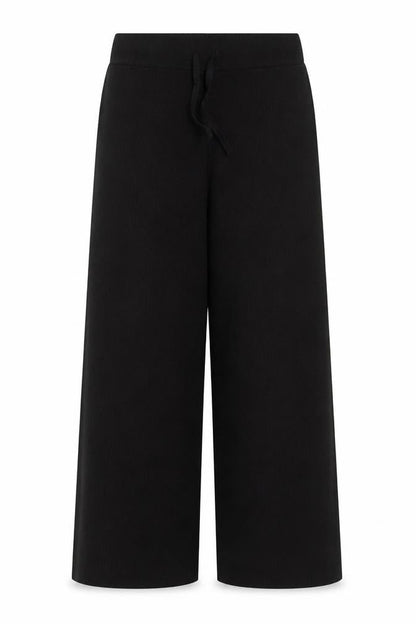 Stradivarius Women's Black Wide-Leg Knit Trousers Size S