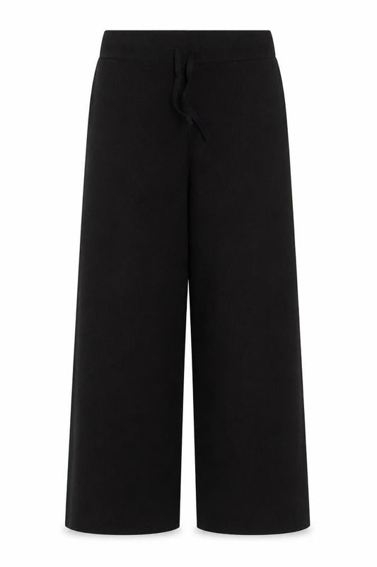 Stradivarius Women's Black Wide-Leg Knit Trousers Size S