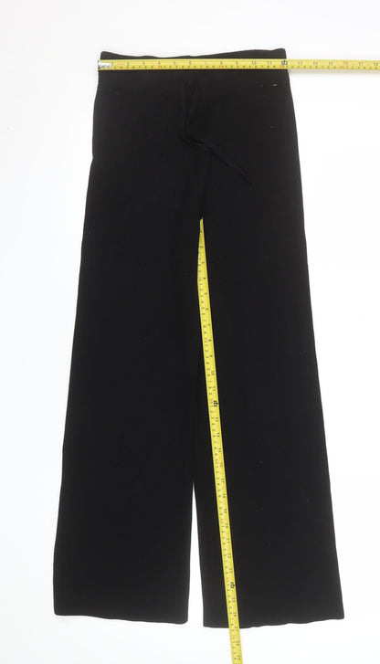 Stradivarius Women's Black Wide-Leg Knit Trousers Size S