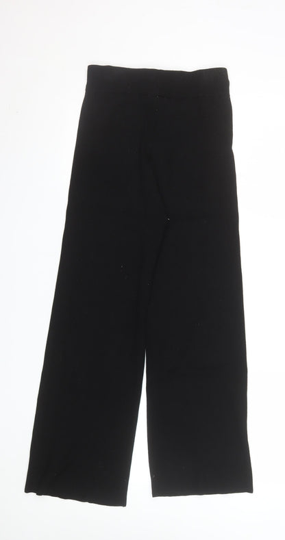 Stradivarius Women's Black Wide-Leg Knit Trousers Size S