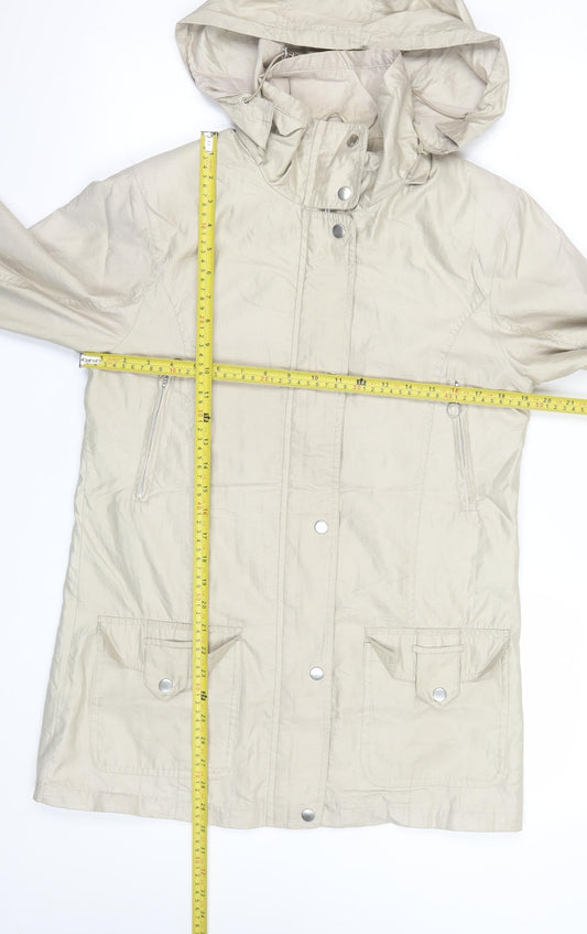 Finesse Women’s Beige Hooded Anorak Jacket Size 10 Water Resistant