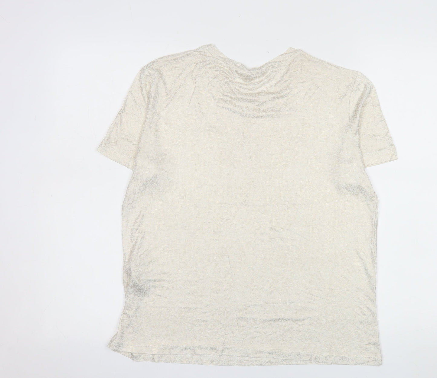 River Island Women Beige Viscose Short Sleeve Crew Neck T-Shirt Size 12