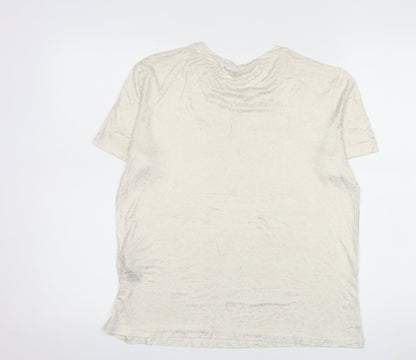 River Island Women Beige Viscose Short Sleeve Crew Neck T-Shirt Size 12