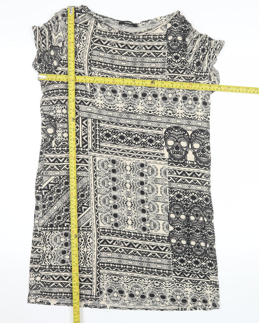 George Women’s Beige Skull Print Tunic T-Shirt Size 16