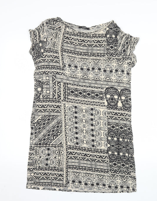 George Women’s Beige Skull Print Tunic T-Shirt Size 16