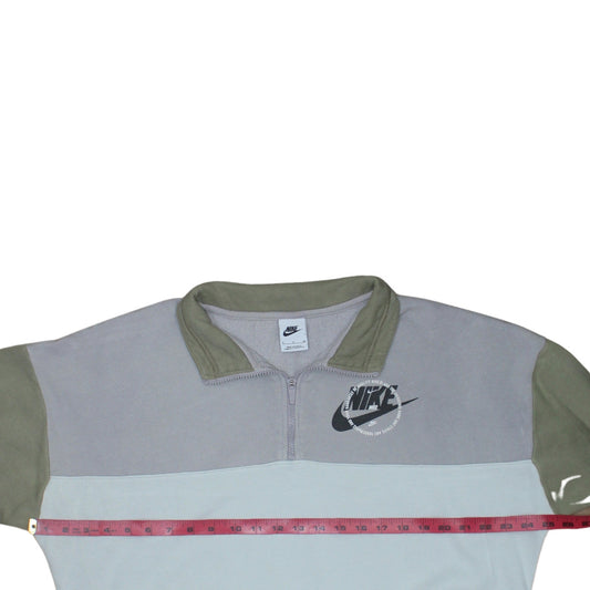 Nike Women’s Grey & Khaki 1/4 Zip Logo Sweatshirt Size S