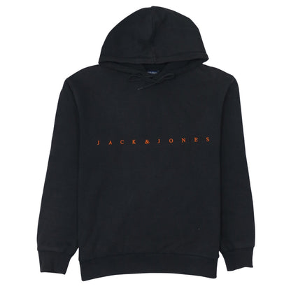 Jack & Jones Men's Black Pullover Hoodie L Classic Logo Fleece