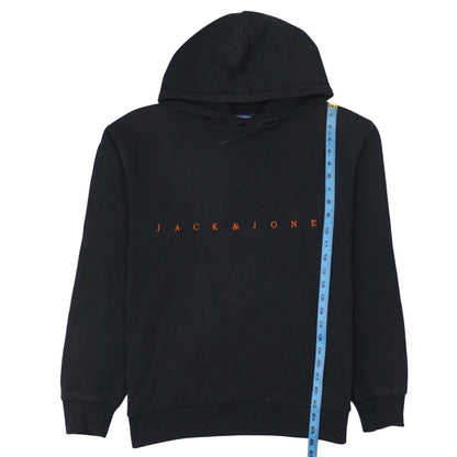 Jack & Jones Men's Black Pullover Hoodie L Classic Logo Fleece