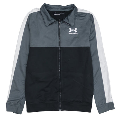 Under Armour Boys Grey Black Track Jacket YLG 13 Years Full Zip Polyester