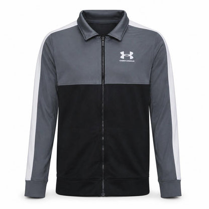 Under Armour Boys Grey Black Track Jacket YLG 13 Years Full Zip Polyester