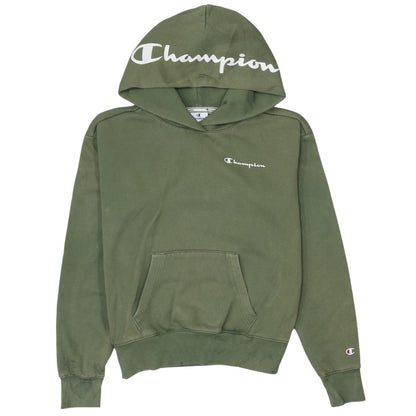 Champion Womens Khaki Green Pullover Hoodie XS Cotton Blend Logo