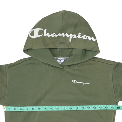 Champion Womens Khaki Green Pullover Hoodie XS Cotton Blend Logo
