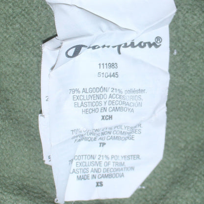 Champion Womens Khaki Green Pullover Hoodie XS Cotton Blend Logo